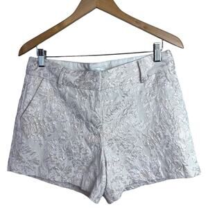 LC Lauren Conrad Shorts Mini Micro Cream Gold Metallic Floral Jacquard Y2K Sz 10